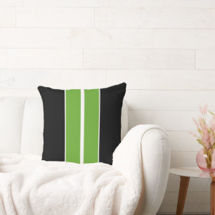Sporty Bold Retro Green Schwarz-weiß Racing Stripe Kissen