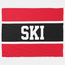 Sporty Bold Schwarz-weiß Bright Red SKI Streifen Fleecedecke