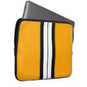 Sporty Bold Yellow Split White Black Racing Strip Laptopschutzhülle (Vorne Rechts)