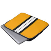 Sporty Bold Yellow Split White Black Racing Strip Laptopschutzhülle (Vorne Knopf)