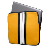 Sporty Bold Yellow Split White Black Racing Strip Laptopschutzhülle (Vorderseite Links)