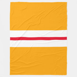 Sporty Bold Yellow White Center Racing Stripes Fleecedecke