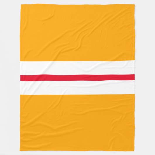 Sporty Bold Yellow White Center Racing Stripes Fleecedecke (Vorderseite)