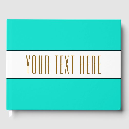 Sporty Bright Aqua White Black Strips Ihr Text Gästebuch (Vorderseite)