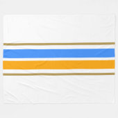 Sporty Bright Blue Gelb Racing Streifen auf weiß Fleecedecke (Vorderseite (Horizontal))