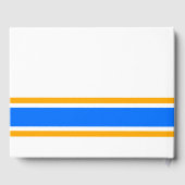 Sporty Bright Blue Gelb Racing Streifen auf weiß Gästebuch (Rückseite)