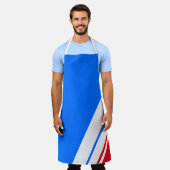 Sporty Bright Blue Offset White Slant Streifen Schürze (Getragen)