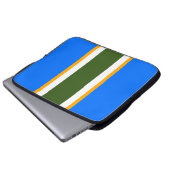 Sporty Bright Blue White Bold Forest Green Strips Laptopschutzhülle (Vorne Knopf)