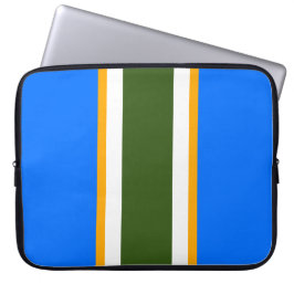 Sporty Bright Blue White Bold Forest Green Strips Laptopschutzhülle