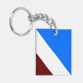 Sporty Bright Blue White Deep Red Slant Streifen Schlüsselanhänger (Vorderseite links)