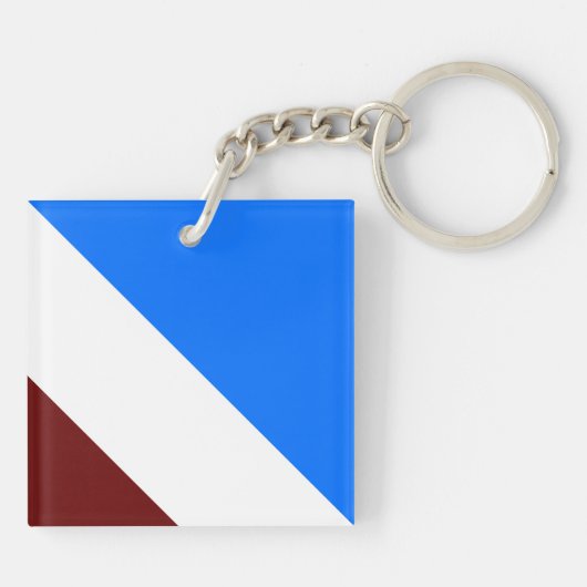 Sporty Bright Blue White Deep Red Slant Streifen Schlüsselanhänger (Rückseite)