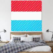Sporty Bright Dotted Red Sky Blue White Stripes Leinwanddruck (Insitu (Schlafzimmer))