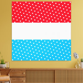 Sporty Bright Dotted Red Sky Blue White Stripes Leinwanddruck