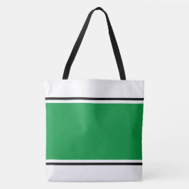 Sporty Bright Green Black Racing Streifen auf Weiß Tasche