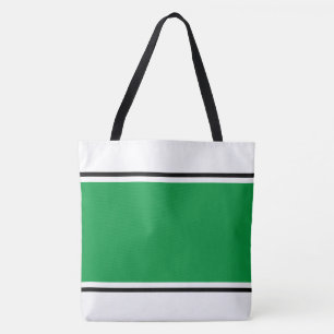 Sporty Bright Green Black Racing Streifen auf Weiß Tasche