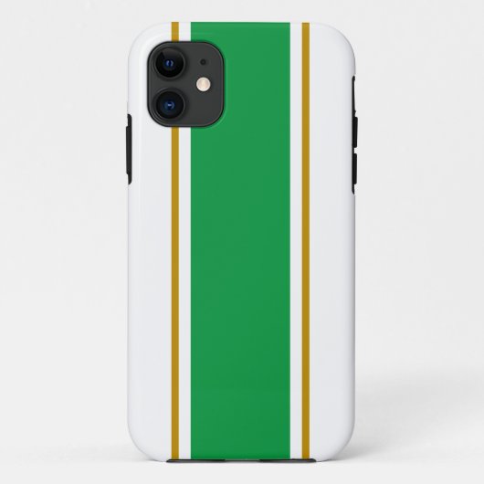 Sporty Bright Green Brown White Racing Stripes Case-Mate iPhone Hülle (Rückseite)