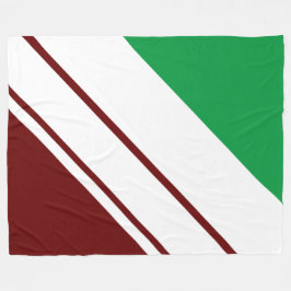 Sporty Bright Green Deep Red White Stripes Fleecedecke