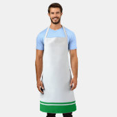 Sporty Bright Green Hem Racing Streifen auf Weiß Schürze (Getragen)