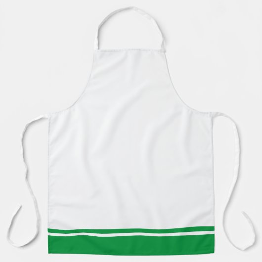 Sporty Bright Green Hem Racing Streifen auf Weiß Schürze (Vorderseite)