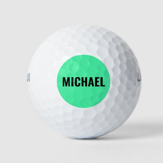 Sporty Bright Green Moderner Personalisierter Name Golfball (Vorderseite)