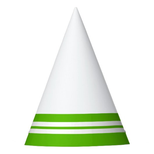 Sporty Bright Green Rim Racing Streifen auf Weiß Partyhütchen (Vorderseite)