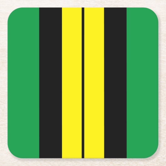 Sporty Bright Green Yellow Black Racing Stripes Rechteckiger Pappuntersetzer (Vorderseite)