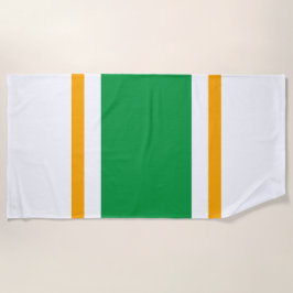 Sporty Bright Green Yellow White Racing Stripes Strandtuch