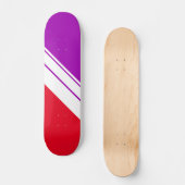Sporty Bright Lila Diagonal Weiße Streifen Skateboard (Vorderseite)