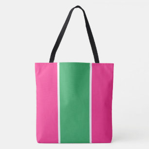Sporty Bright Pink Green White Strips Tasche