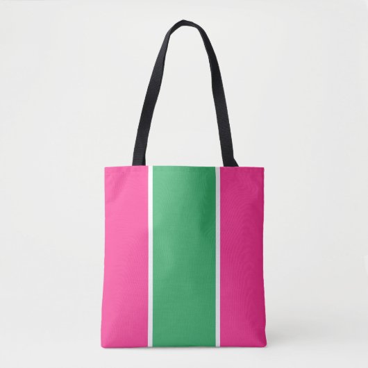 Sporty Bright Pink Green White Strips Tasche (Vorderseite)
