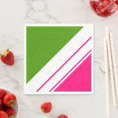 Sporty Bright Pink Lime Green Weiße Streifen Serviette (Beispiel)