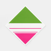 Sporty Bright Pink Lime Green Weiße Streifen Serviette (Ecke)