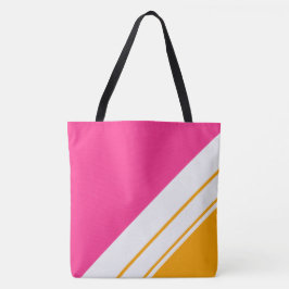 Sporty Bright Pink Orange White Racing Stripes Tasche