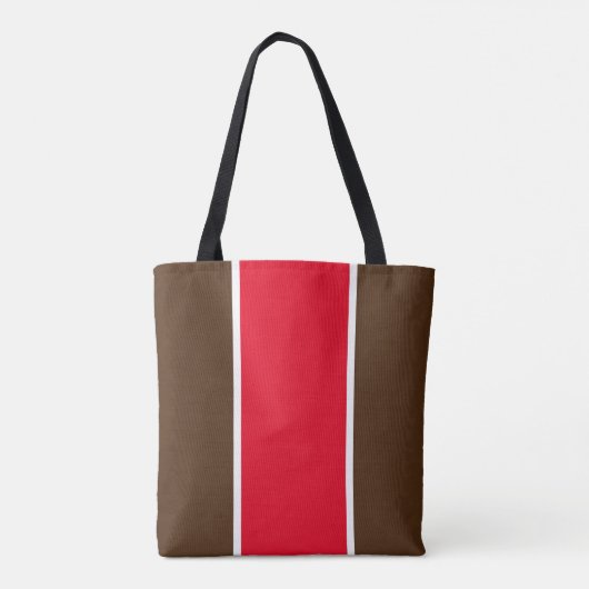 Sporty Bright Red Cocoa Brown Vertikale Streifen Tasche (Rückseite)