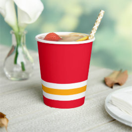 Sporty Bright Red Gelb Racing Stripes Pappbecher