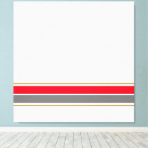 Sporty Bright Red Gray Racing Streifen auf Weiß