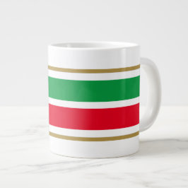 Sporty Bright Red Green Racing Streifen auf Weiß Jumbo-Tasse