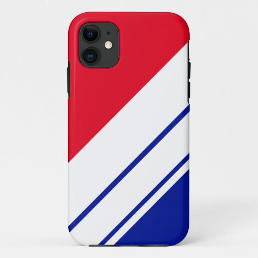 Sporty Bright Red Navy Blue White Racing Stripes Case-Mate iPhone Hülle (Rückseite)