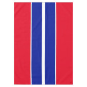 Sporty Bright Red Royal Blue White Racing Streifen Tischdecke (Vorderseite)