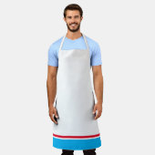 Sporty Bright Red Sky Blue Racing Streifen auf Wei Schürze (Getragen)