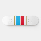 Sporty Bright Red Sky Blue Racing Streifen auf Wei Skateboard (Horizontal)