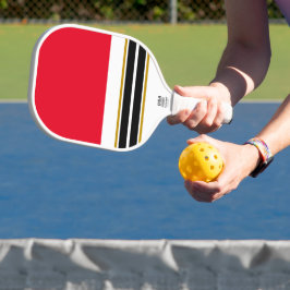 Sporty Bright Red Sleek Schwarz-weiß Racing Stripe Pickleball Schläger