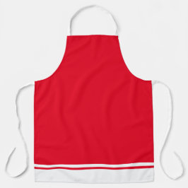 Sporty Bright Red Stilweiss White Hem Racing Strip Schürze