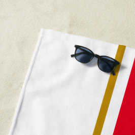 Sporty Bright Red Warm Brown White Racing Streifen Strandtuch
