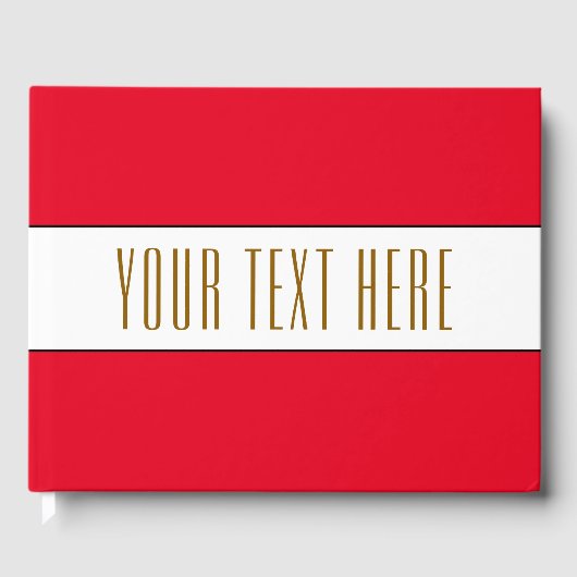 Sporty Bright Red White Black Strips Ihr Text Gästebuch (Vorderseite)