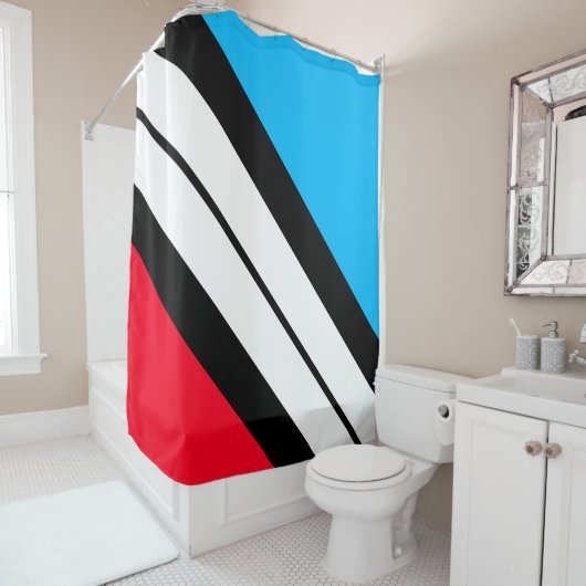 Sporty Bright Red White Blue Black Racing Streifen Duschvorhang (Beispiel)