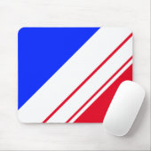 Sporty Bright Red White Blue Slant Racing Streifen Mousepad (Mit Mouse)
