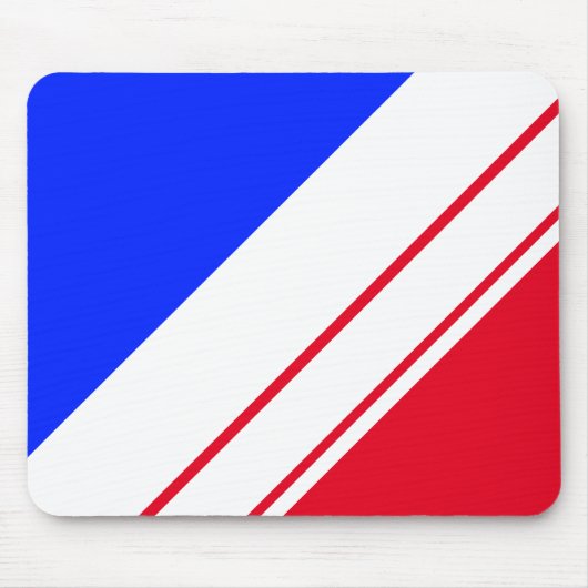 Sporty Bright Red White Blue Slant Racing Streifen Mousepad (Vorne)