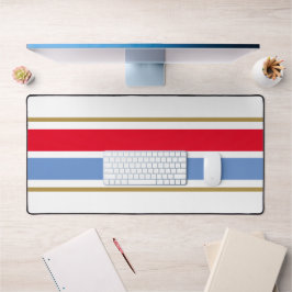 Sporty Bright Red White Light Blue Racing Streifen Schreibtischunterlage