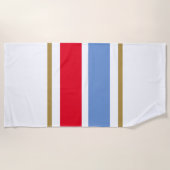 Sporty Bright Red White Light Blue Racing Streifen Strandtuch (Vorderseite)